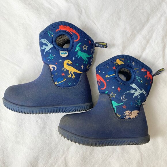 Jan & Jul Size 6 Toddler Boy Blue Dinosaur Rain Boots - Picture 3 of 6